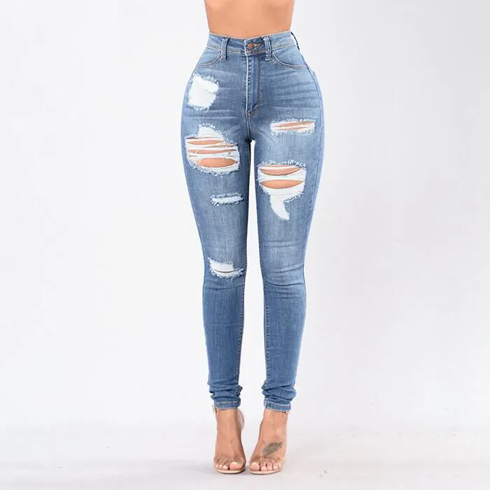 Clothing factory wholesale high waist eco-friendly jeans pants for women