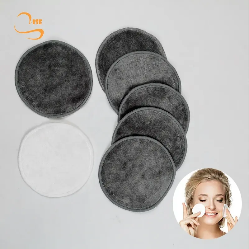Aamzon Hot Sale Soft Reusable Face Cleansing Wipes 8cm Round Bamboo Velvet Makeup Remover Pads