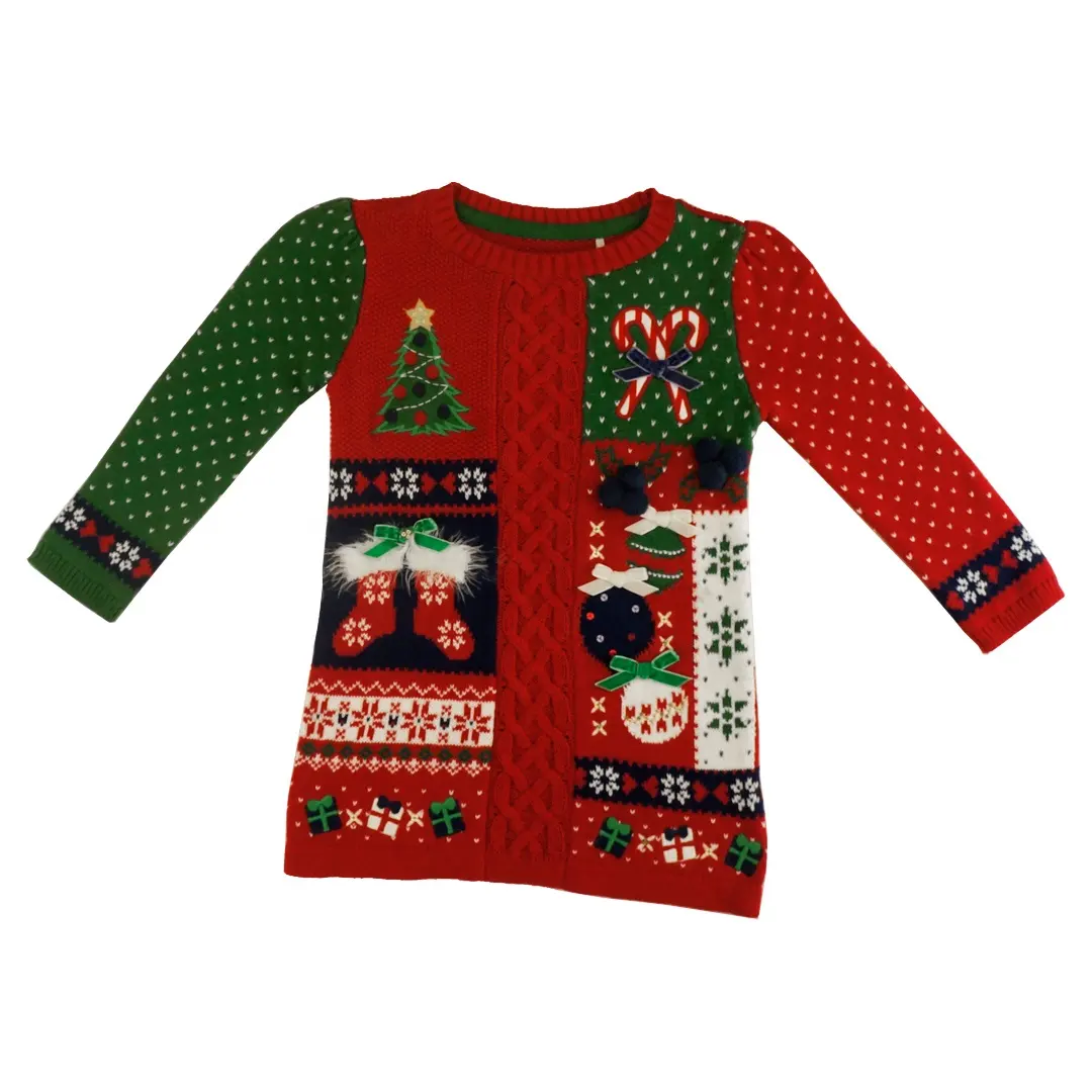 2020 Jacquard Christmas Sweater With Pullover Knitted Sweater Kids Girl