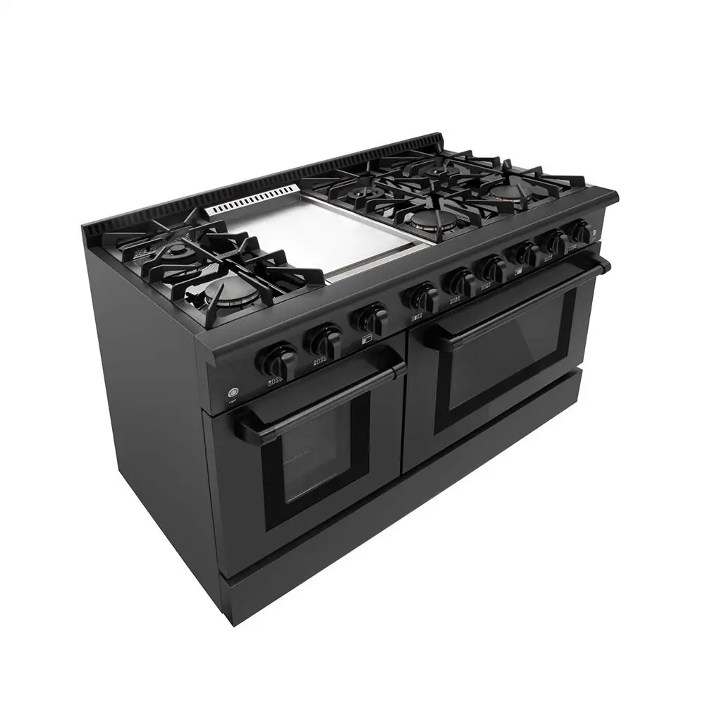 48inch Black Stainless Steel Gas Range with 6 burners
