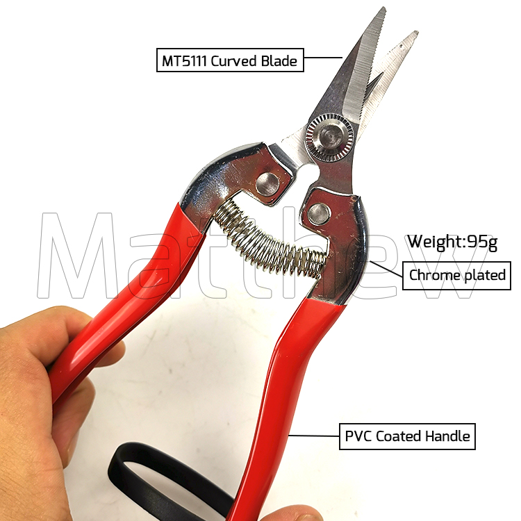 Chrome Plated Fruit Pick Up Garden Scissor Pruning Shear with Soft PVC coated Handle