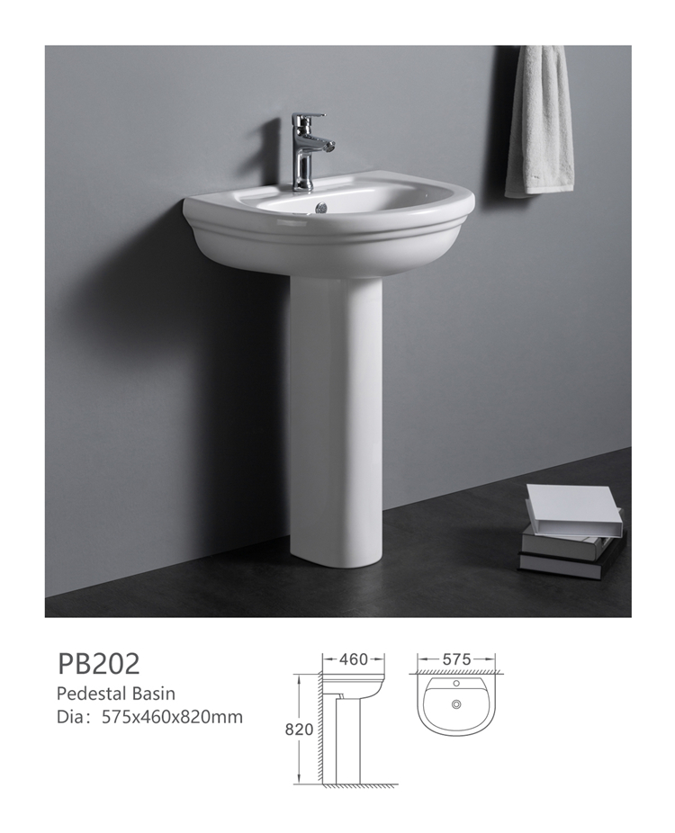 PB202 Hot selling cheap prices sanitary ware porcelain pedestal basin for bathroom