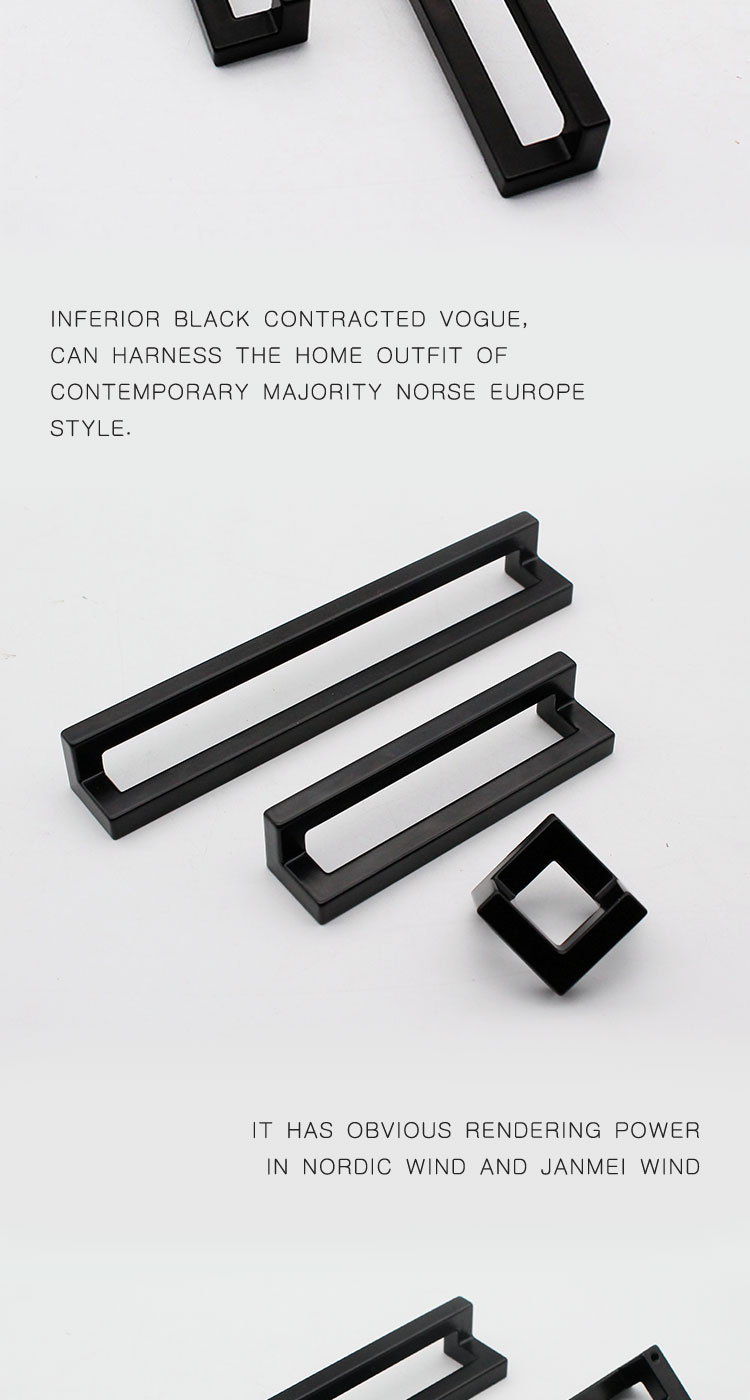 L Shape 128mm Zinc Alloy Black Square Kitchen Drawer Cabinet Handle, New Design Modern Living Room simple knobs//