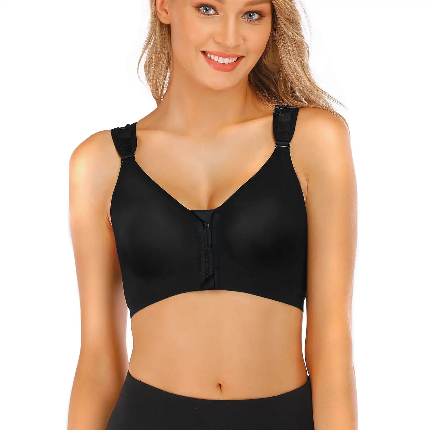 ladies Post-Surgical full coverage semless soft cup surgery recovery bra with Front zipper surgical bra