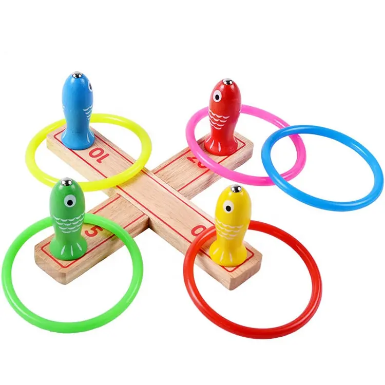 ring toss game set toy Funny Magnetic Fishing Game wooden quoits game for kids