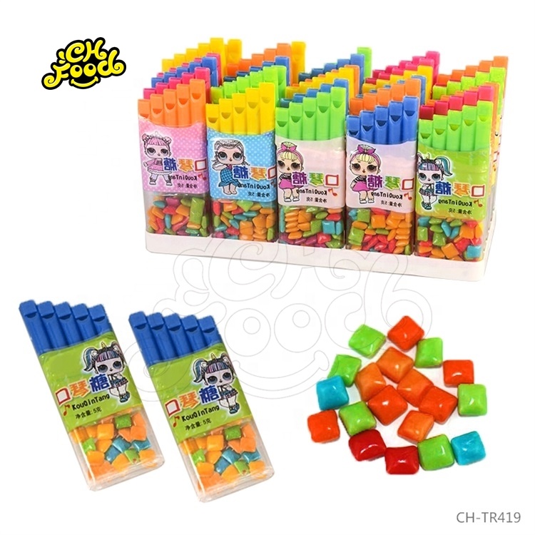 CHFOOD China plastic music/harmonica toy candy with bubble gum CH-TR419