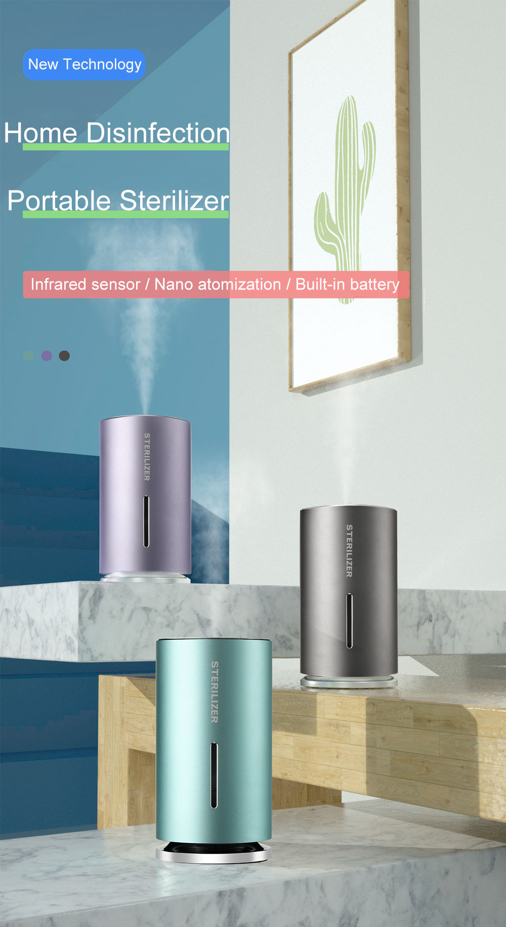 WYWD New Design Professional Smart Spray Sterilizer With Timing Function Cosmetics Living Room And Kitchen Disinfection