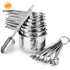 Custom kitchen adjustable metal stainless steel cups set measuring cup and spoons for powder