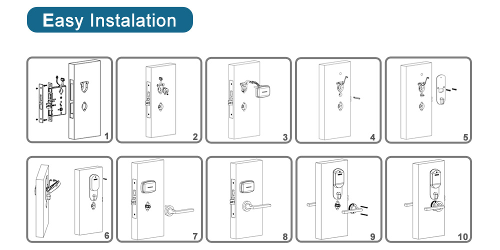 smart rfid hotel lock system rf card electronic door handle hotel lock door