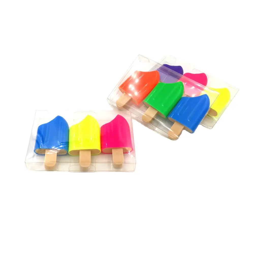 High Quality low cost 3 colors pack popsicle cute highlighter pen set for promotion and gift