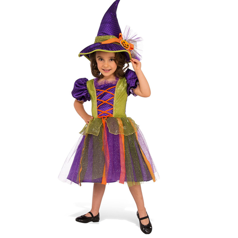 Witch Costume Kids Classic Retro Fancy Witches Dress Halloween Costume for Girls