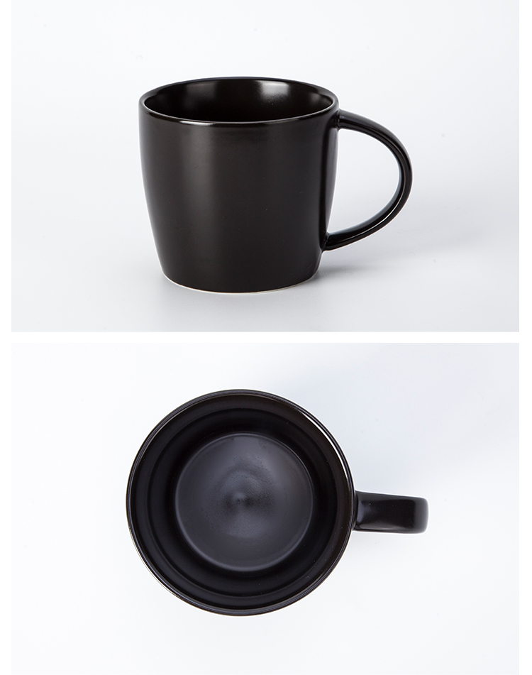Custom Design 400ml Ceramic Coffee Mug Black With Big Handle