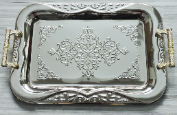 Wholesale Stainless Steel High Quality Square Serving Tray With Handle Party Tray Bar Tray
