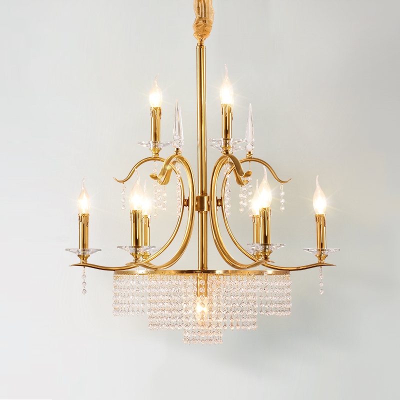 tree branch copper chandeliers pendant lamp gold color K9 crystal for living room decoration