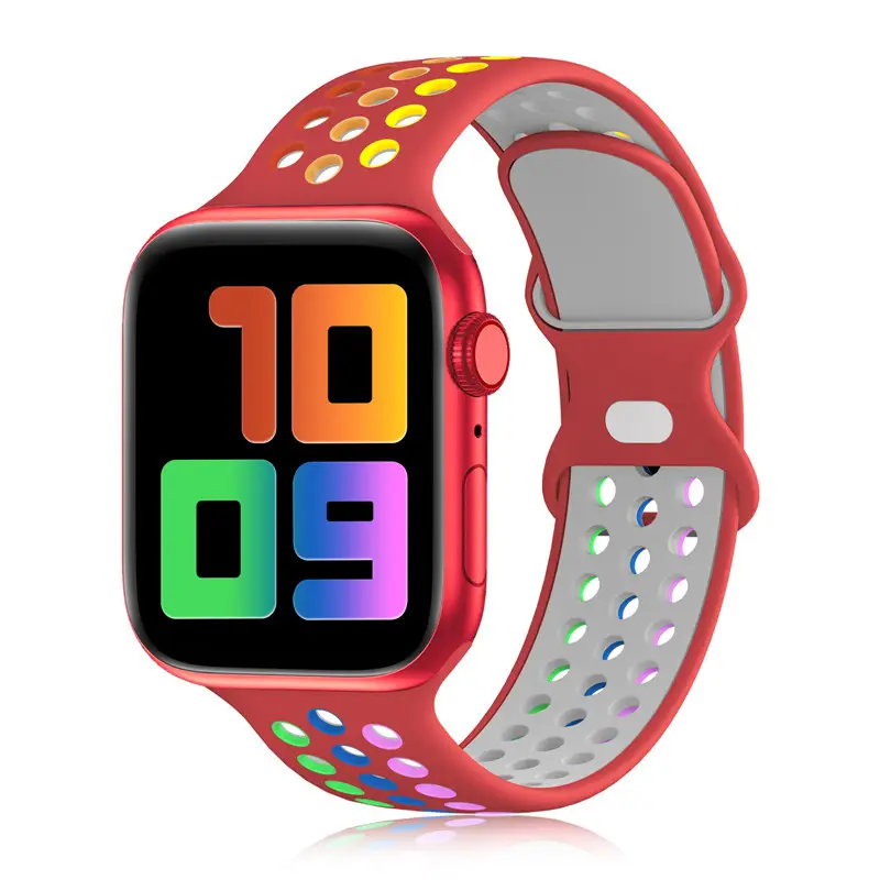 Amazon Hot Sale Design Fashion Soft Silicon Band For Iwatch Series Rainbow Bands Silicone Apple Watch Strap