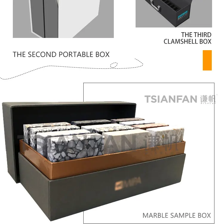 Acrylic Cardboard Custom Design Sample Book Color Display Aluminum Suitcase Stone Specimen Case Tile Show Box
