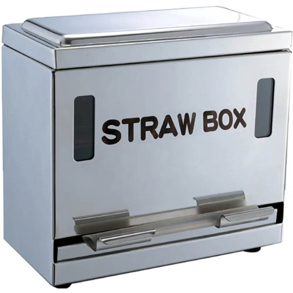Straw Box High Quality Stainless Steel Drinking Beverage Shop Use Straw Dispenser Straw Boxes