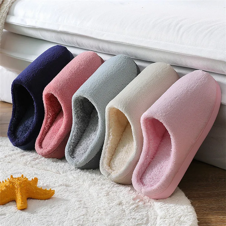 Ladies Slippers 2020 Home Indoor Slippers Warm Plush Anti Slip Winter Slides Sandals Shoes