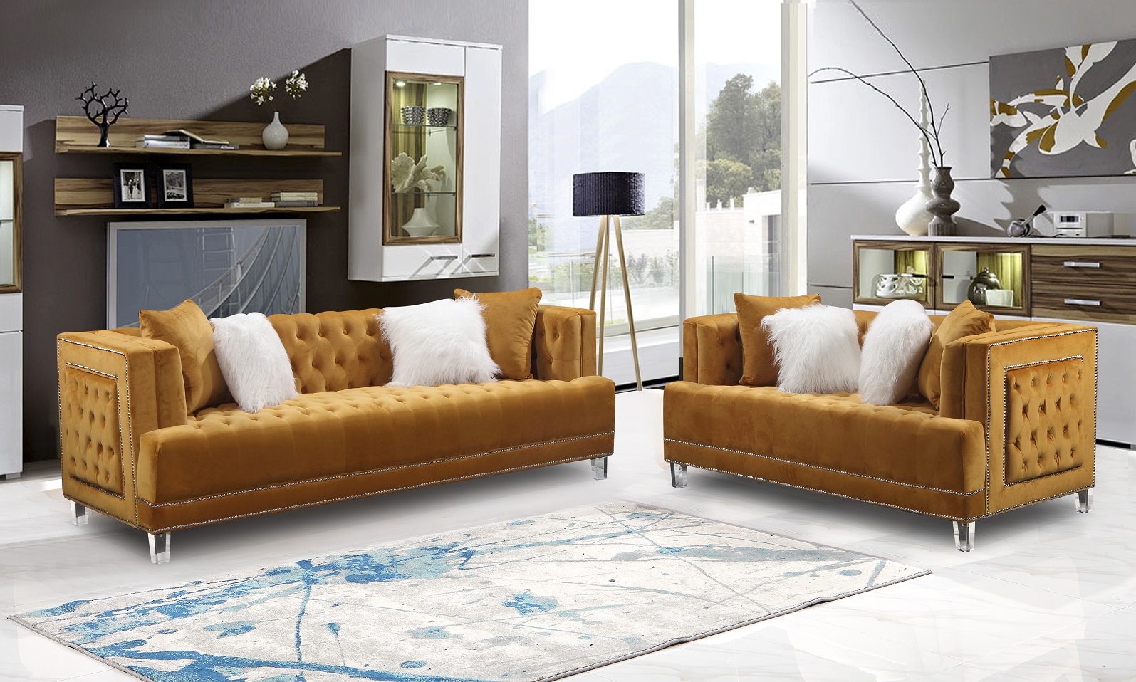 Modern Style Latest Living Room Sofas Design Velvet Fabric