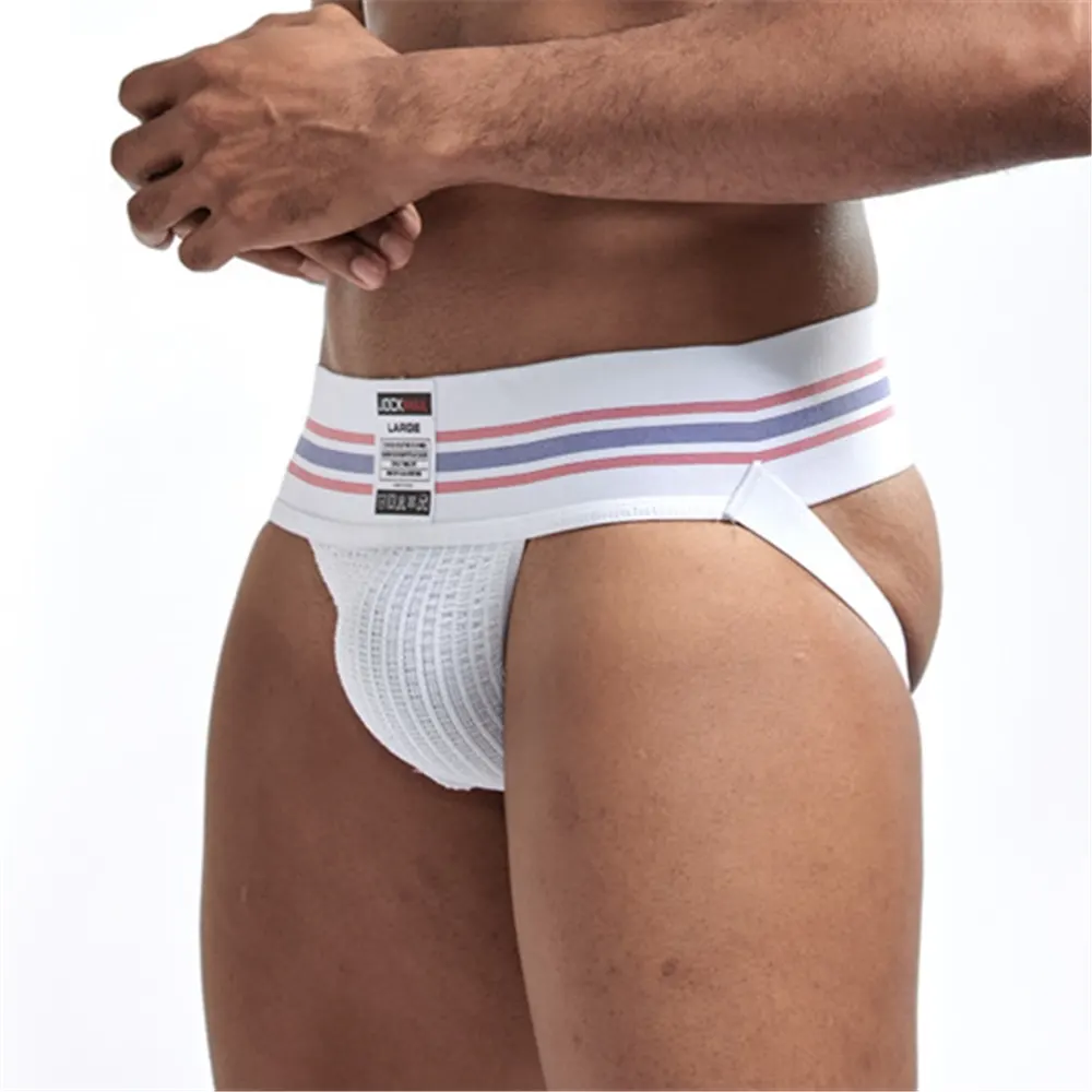 JOCKMAIL gay jockstrap homme passion Men sexy underwear white wide belt boxer briefs