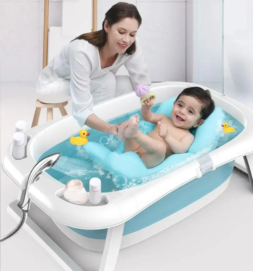 Amazon Hot Sale Kid Foldable Bathtub Portable With Intelligent Temperature Display Large Capacity Baby Bathtub