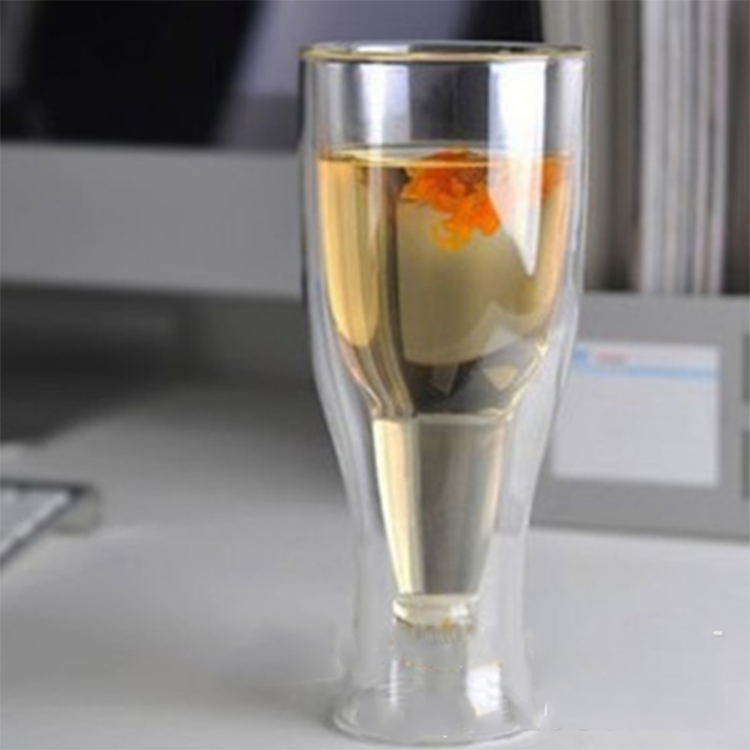 200ml High borosilicate durable transparent double wall glass beer steins mug