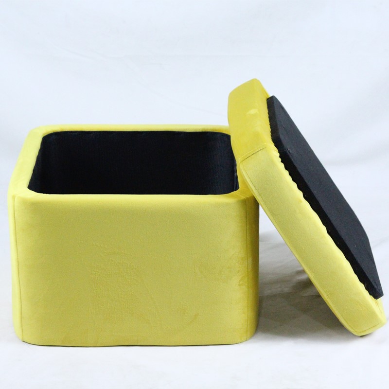 Modern square shape velvet fabric folding storage ottoman