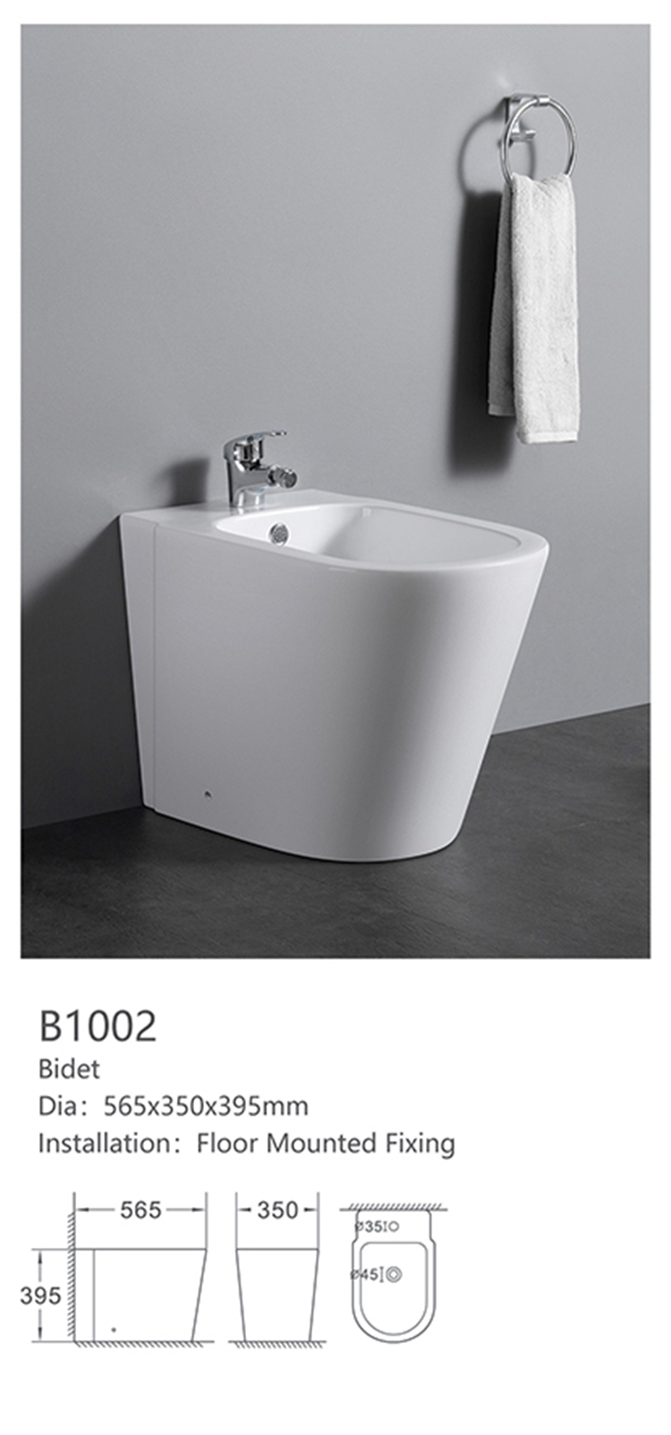 B1002 European style white glaze porcelain wc bidet