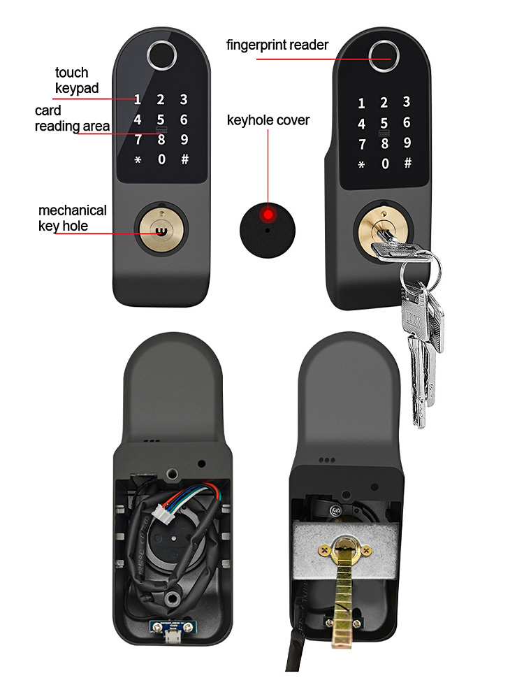 Waterproof Outdoor Gate Rim Double Sided Fingerprint Smart DOOR Lock with Ttlock app