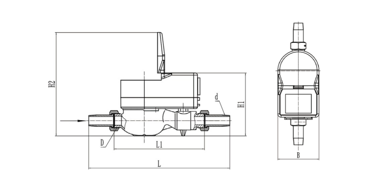 Brass Water Meter Body Dry Dial Ball Valve IC Card For Smart Digital 20 mm prepaid water meters