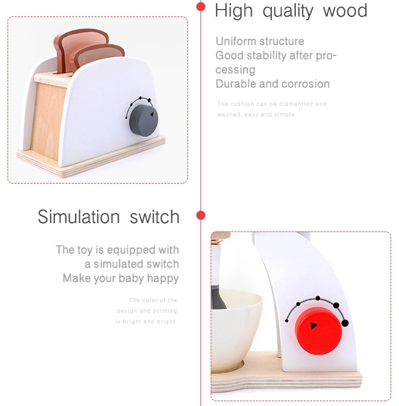 Wooden Happy kitchen toy set custom kids brinquedos bread maker  wooden toaster toy Educational Toys