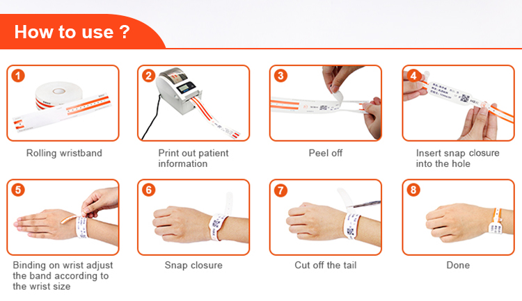 OEM and ODM Wholesale custom PVC disposable thermal hospital patient id wristbands medical id bracelets for newborn