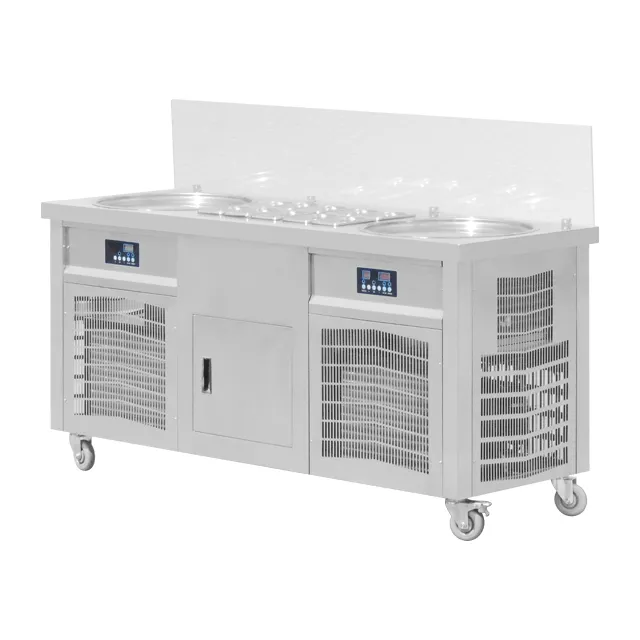 Высококачественная машина для приготовления жареного мороженого с двойной сковородкой/Прямая поставка машина для изготовления рулонов жареного мороженого для уличной пищи