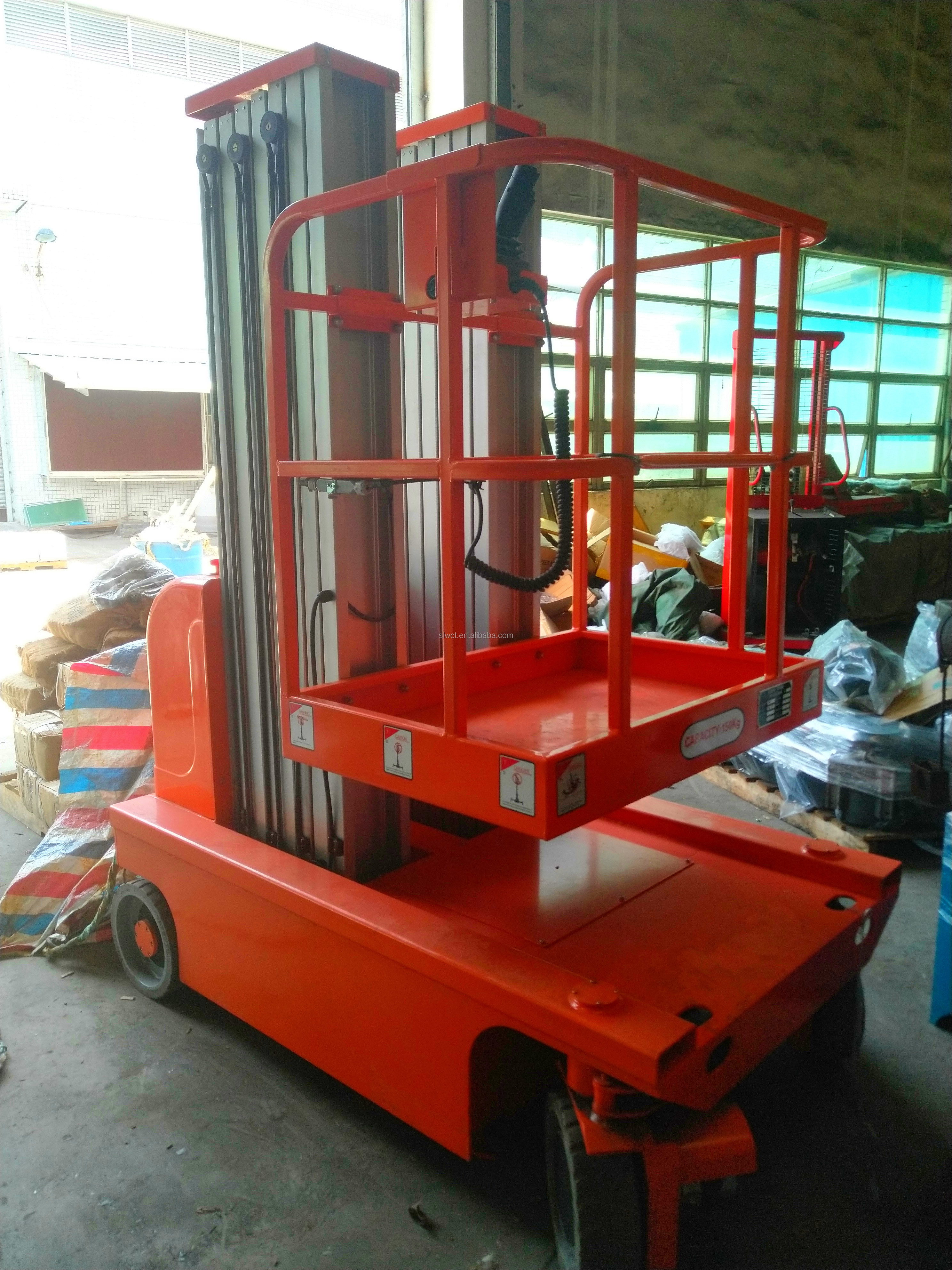 Self propelled mast lift platform electric aerial person working platform