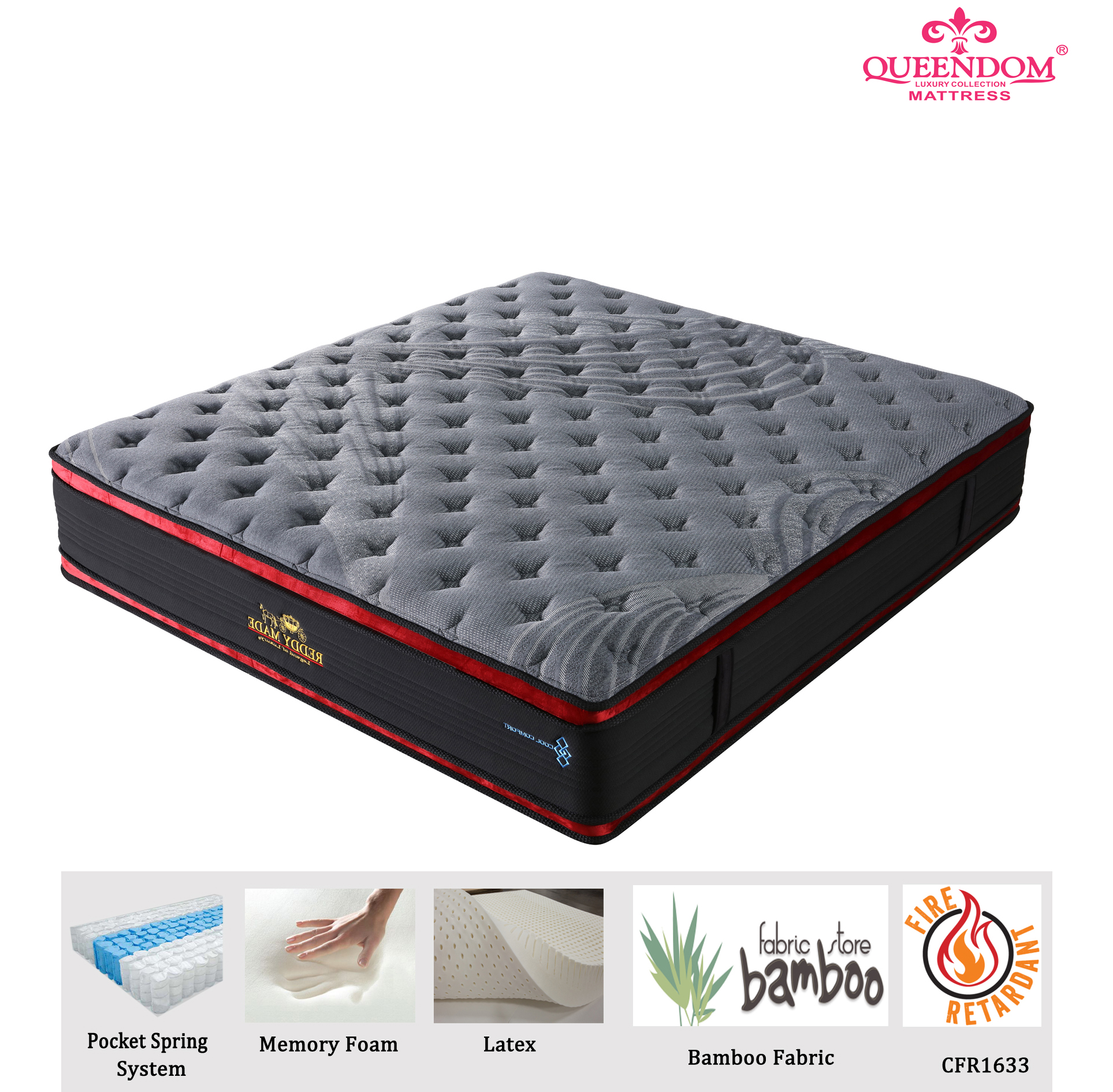 5 Star Hotel Hybrid Mattress with Cool gel Memory Foam Pillow Top, Pocket Spring Bedroom furniture Bed Mattresses