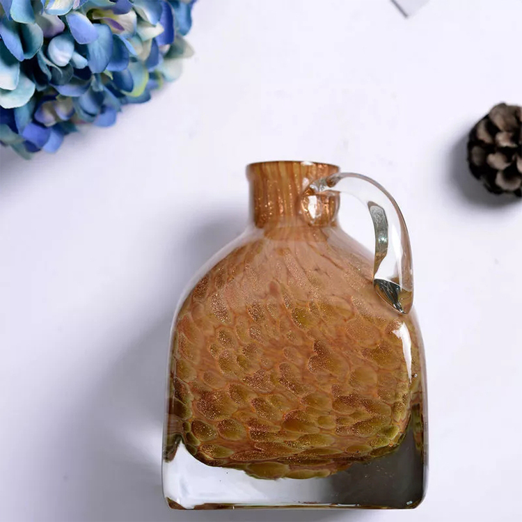 Mini small color european style hand made art  decoration thick bottom flower glass vase package