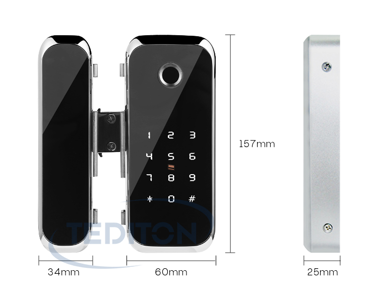 TTlock WiFi App Digital Electronic biometric Fingerprint glass door lock