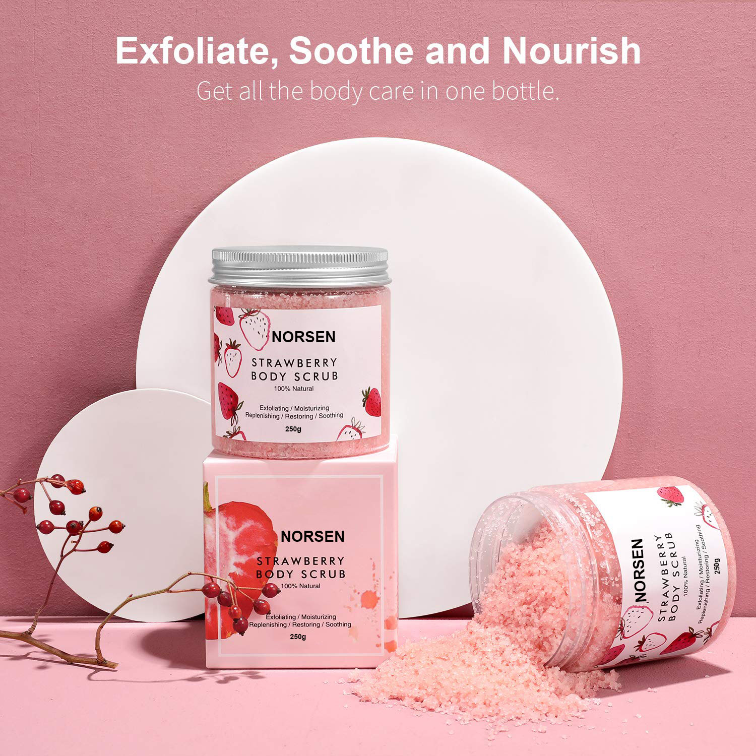 Private Label Natural Organic Moisturizing Exfoliating Strawberry Body Scrub