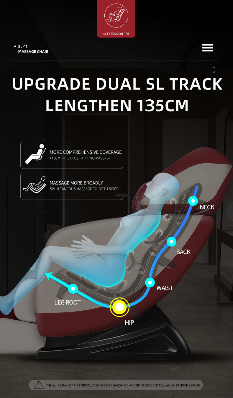 SL track and 3D massage chair with shiatsu and kneading luxury massage chair