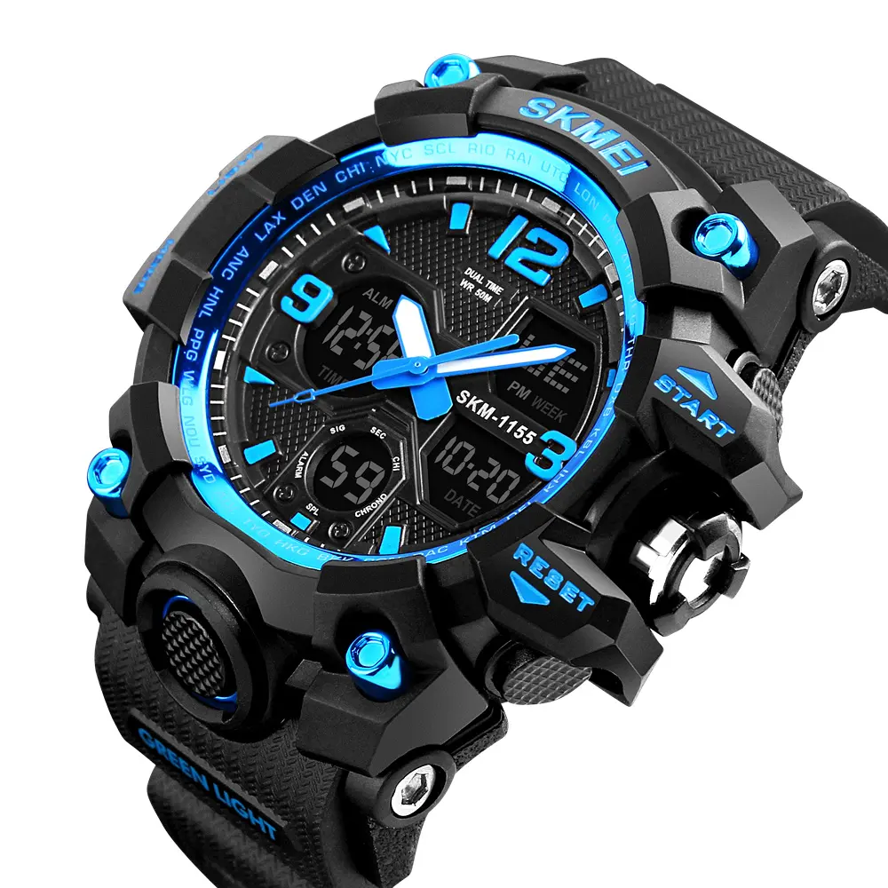 SKMEI Men Watch 1155B Fashion Sport Super Cool Quartz Watches Men Wrist Luxury Brand Digital LED Waterproof Wristwatches
