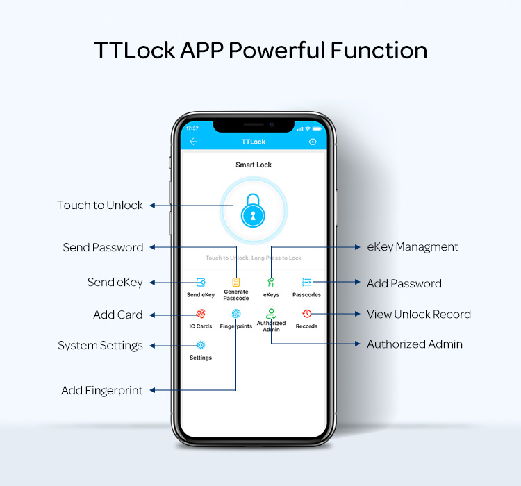 Safety Electric APP Fingerprint Card Code Combination Smart Door Lock with Touch-Screen Keypad