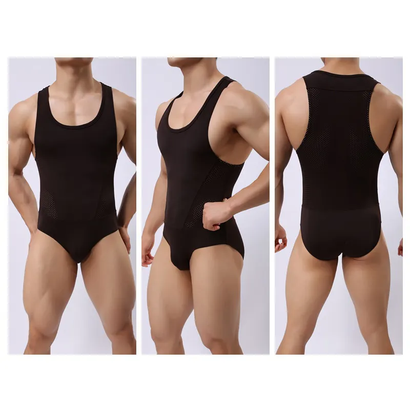 Thong Bodysui Men Corset Vest for Men Black White Gray Sleeveless Tops Body Shaper Slimming Mesh Breathable Abdomen Shapewear