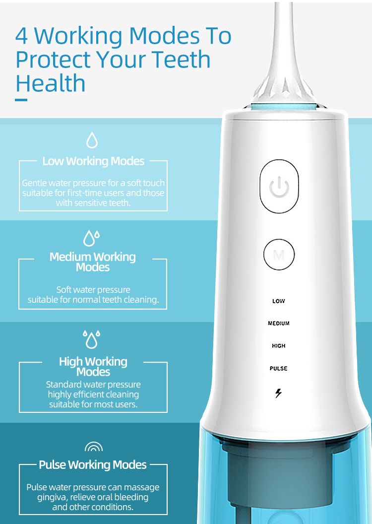 RoHS Usb Charge Travel Water Flosser 320ml Water Irrigator For Teeth Oral Hygiene
