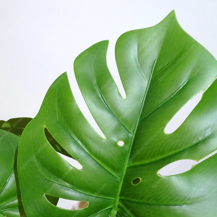Decorative indoor and outdoor green plastic plant artificial turtle monsteras leaves bonsai