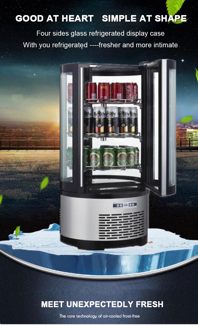 100L High Quality Stainless Steel Counter Top Cake Showcase Bakery Equipment Refrigerated Cake Round Display Cooler