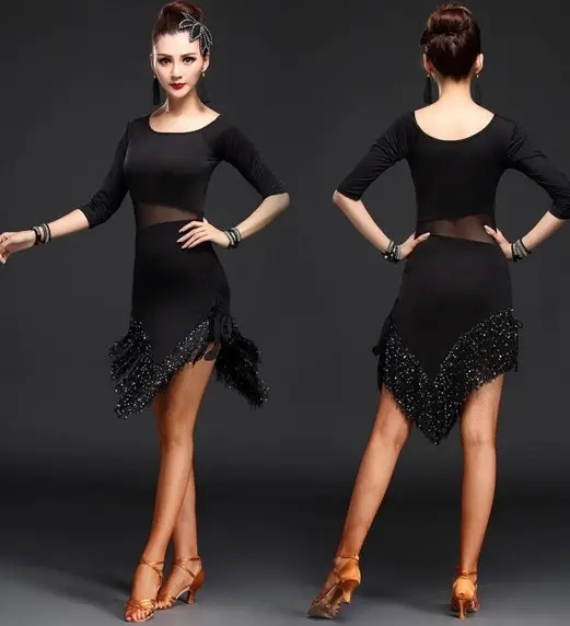 BestDance Latin Dance Dress Salsa Tango Chacha Ballroom KTV Practice Costume Dress