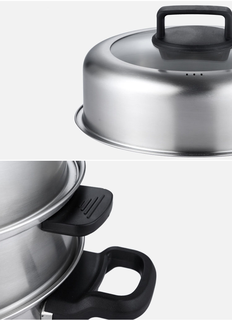 3 layers stainless steel  steamer pot and cookware pot with glass lid