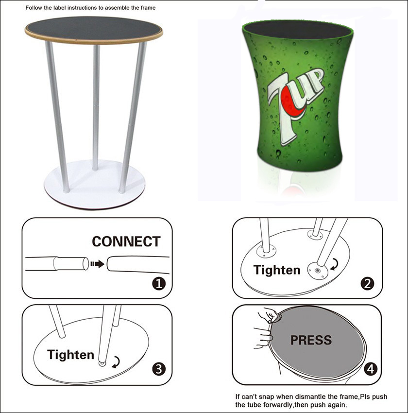 Various Shapes Trade Show Tension Fabric Pillowcase Supermarket Booth Table Counter