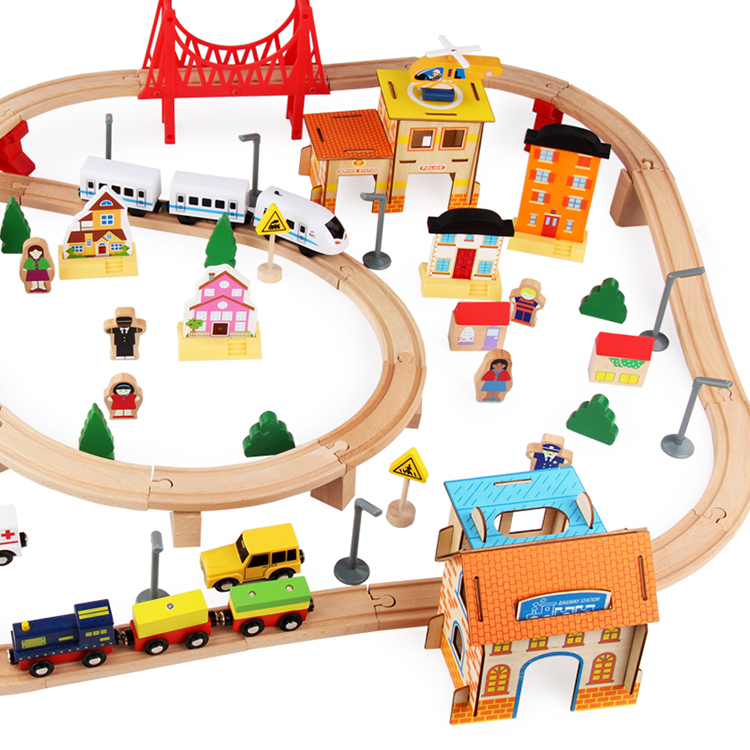 New Style 108Pcs Wooden Train Track Building Block Set Toys Hot Selling Boys Girls Self Assemble Educational Toys