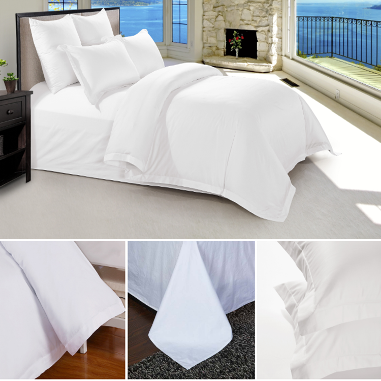 Hot selling  white 60s 300TC Satin Oxford style hotel linen duvet cover for hotel